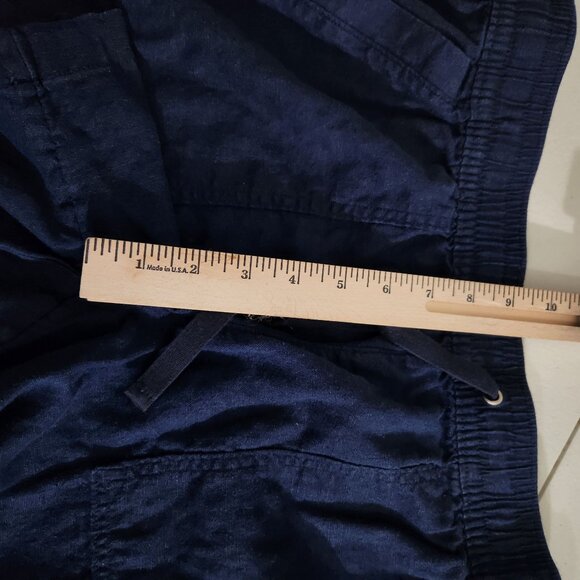 Nautica Shorts Womens Medium Navy Blue Linen-Blend Drawstring - Picture 12 of 13
